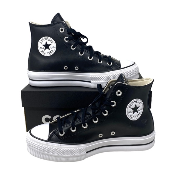 Converse Chuck Lift Platform High Top Leather Black Women Size Sneakers 561675C - Picture 5 of 11